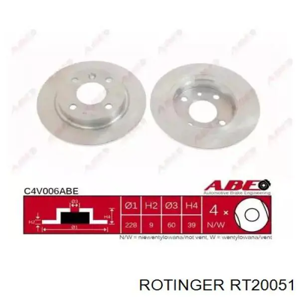 RT 20051 Rotinger freno de disco delantero