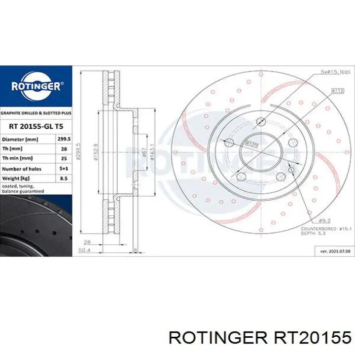 RT 20155 Rotinger freno de disco delantero