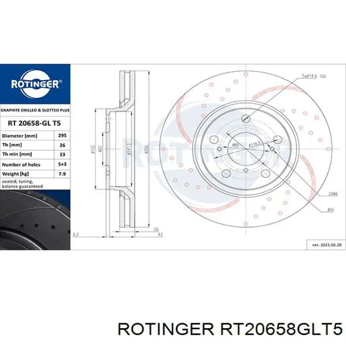 RT20658GLT5 Rotinger freno de disco delantero