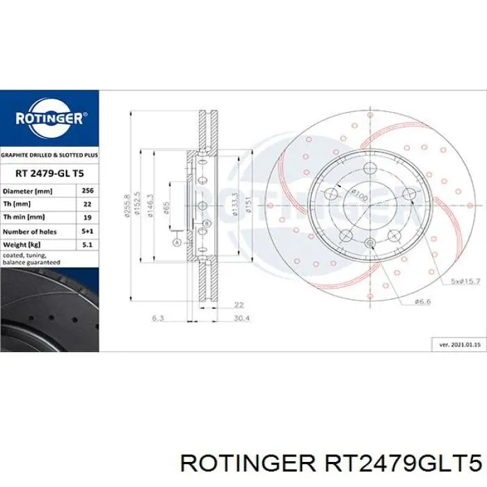 RT2479GLT5 Rotinger freno de disco delantero