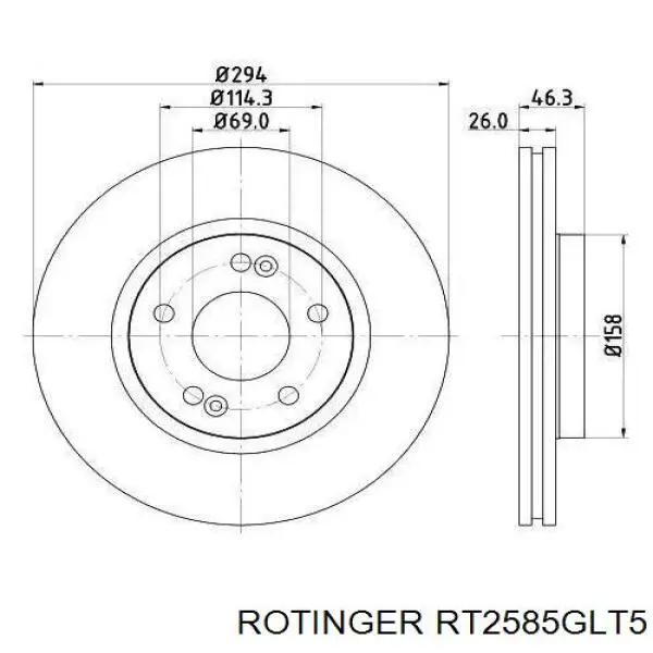 RT2585GLT5 Rotinger freno de disco delantero