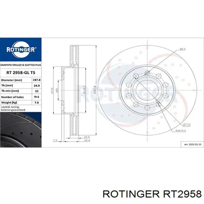 Freno de disco delantero Volkswagen Caddy 2 9K9