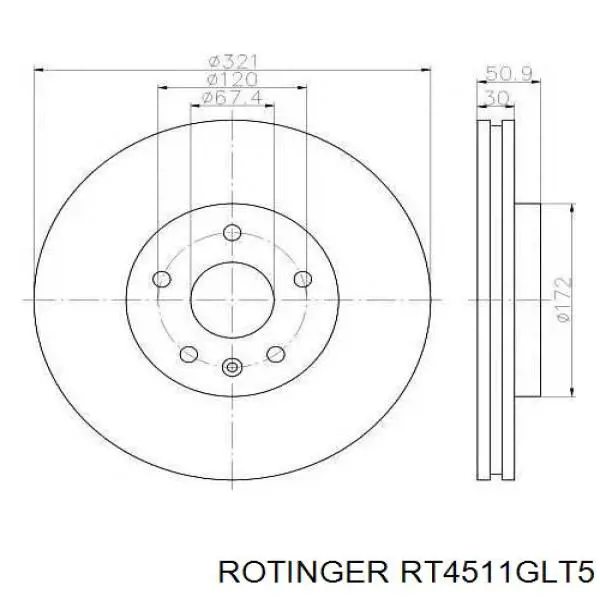 RT4511GLT5 Rotinger freno de disco delantero