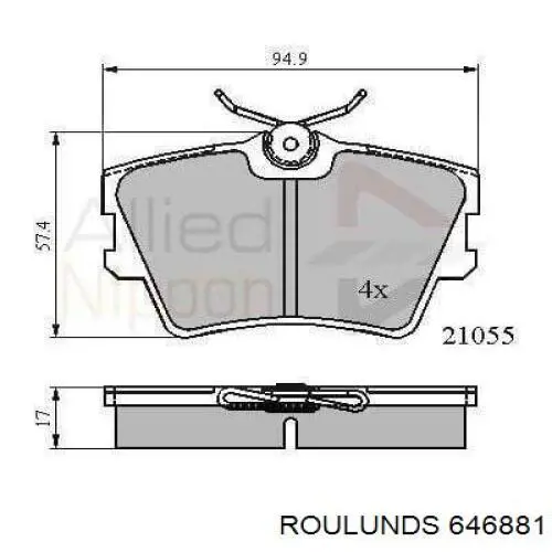646881 Roulunds pastillas de freno traseras