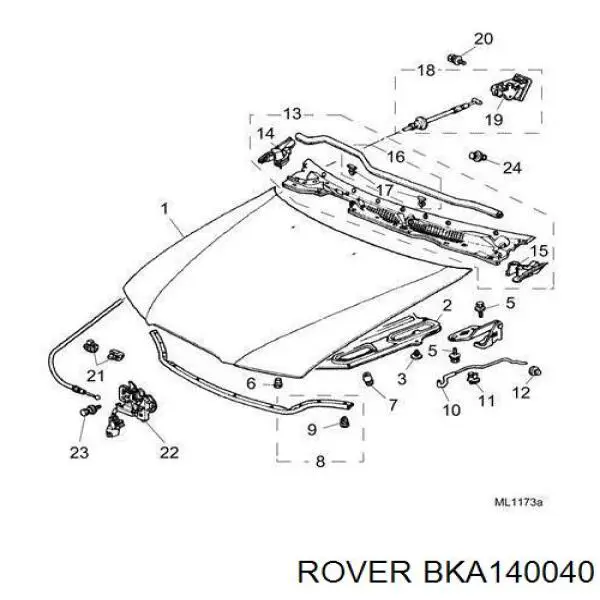 BKA140040 Rover capó del motor