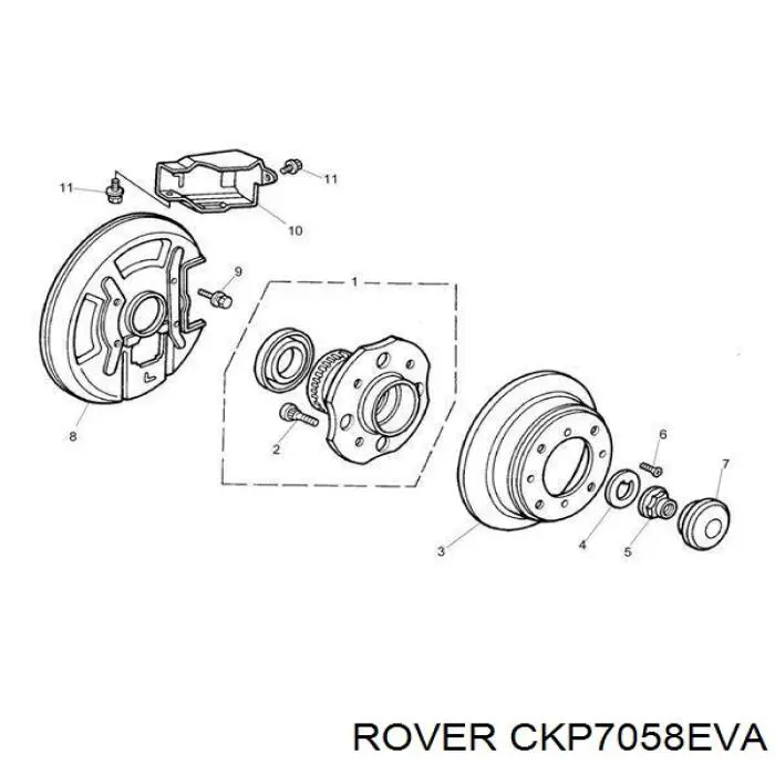 CKP7058EVA Rover cubo de rueda trasero