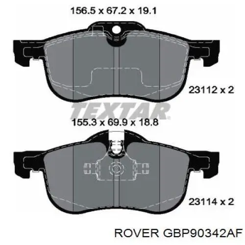 GBP90342AF Rover pastillas de freno delanteras