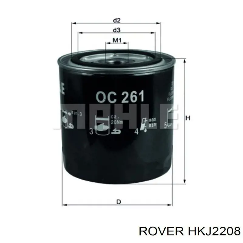 HKJ2208 Rover filtro de aceite