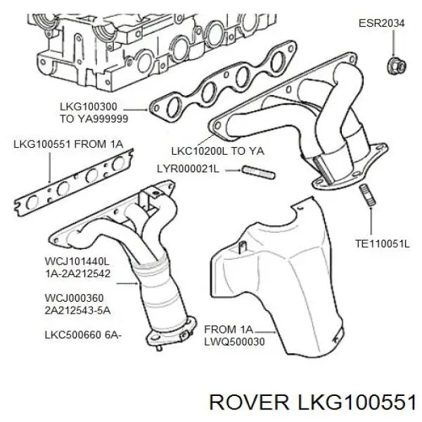 LKG100551 Rover junta de colector de escape