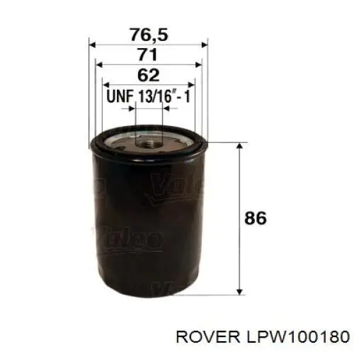 Filtro de aceite LPW100180 Rover
