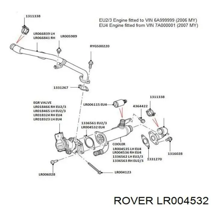 LR004532 Rover junta egr para sistema de recirculacion de gas