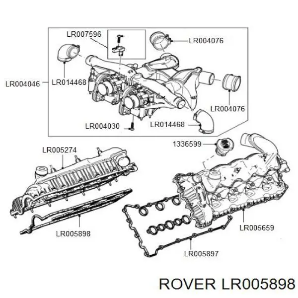 LR005898 Rover junta, tapa de culata de cilindro derecha