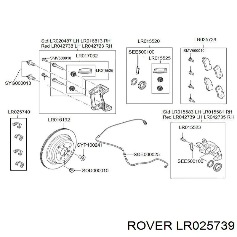 LR025739 Rover pastillas de freno traseras