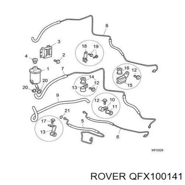  Depósito de bomba de dirección hidráulica Rover 25 
