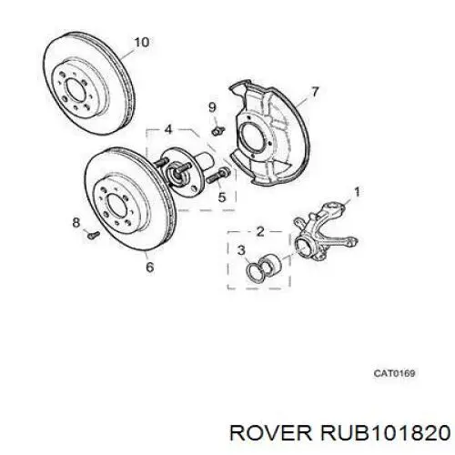 RUB101820 Rover muñón del eje, suspensión de rueda, delantero derecho
