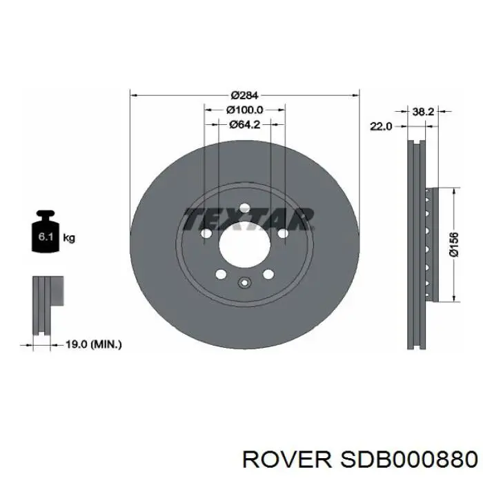 SDB000880 Rover freno de disco delantero