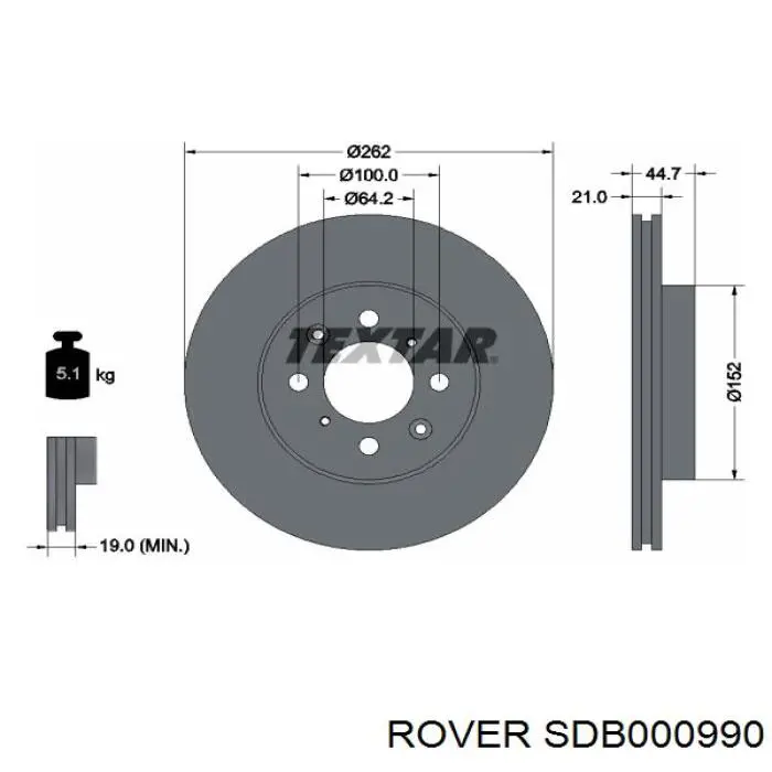 SDB000990 Rover freno de disco delantero