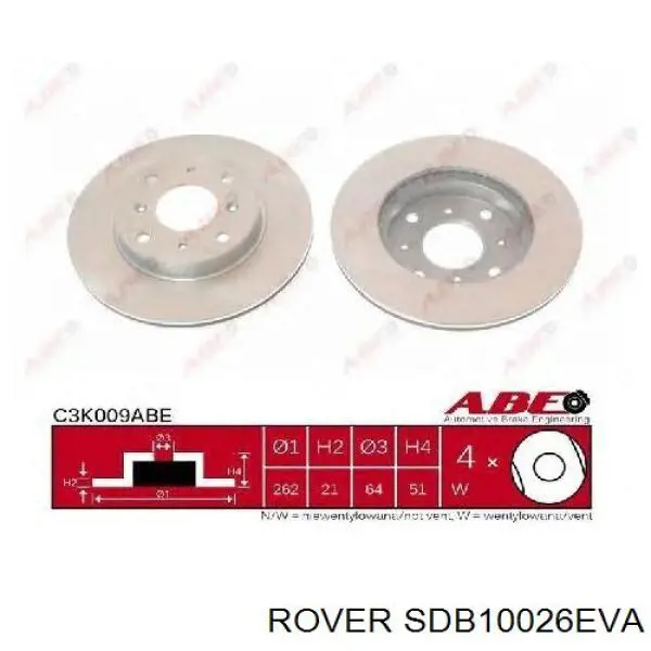 SDB10026EVA Rover freno de disco delantero