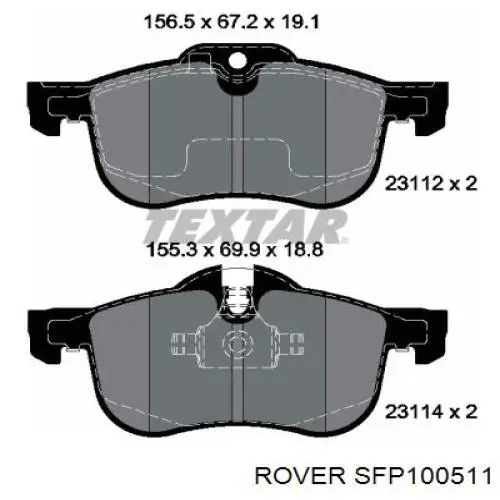 SFP100511 Rover pastillas de freno delanteras