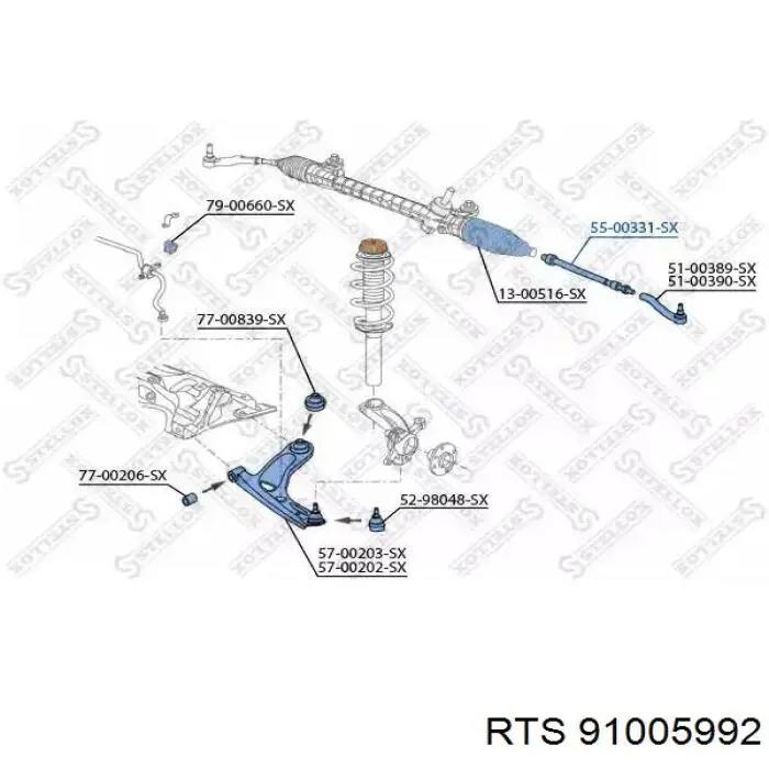 Comprar 91005992 RTS Rótula barra de acoplamiento exterior