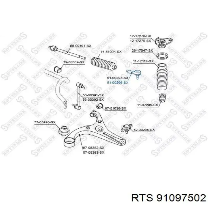 Rótula barra de dirección 91097502 RTS