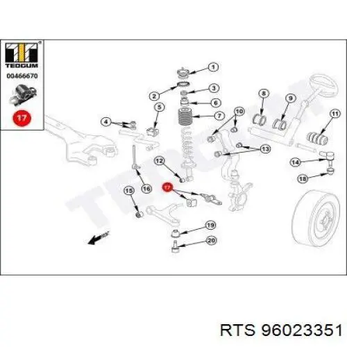 Brazo inferior derecho de la suspensión delantera 49535 Mapco