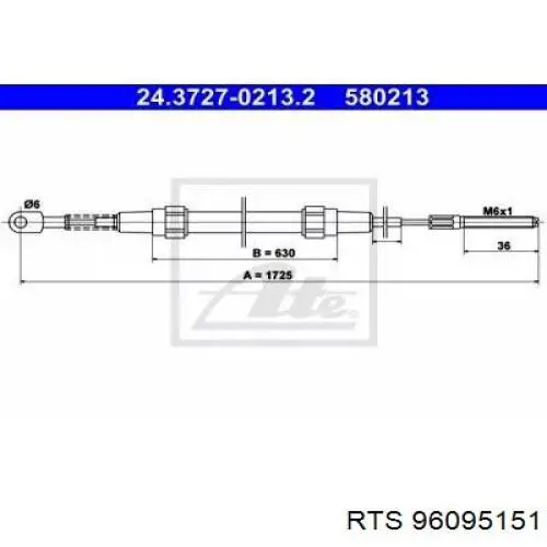 Brazo inferior derecho de la suspensión delantera 96095151 RTS