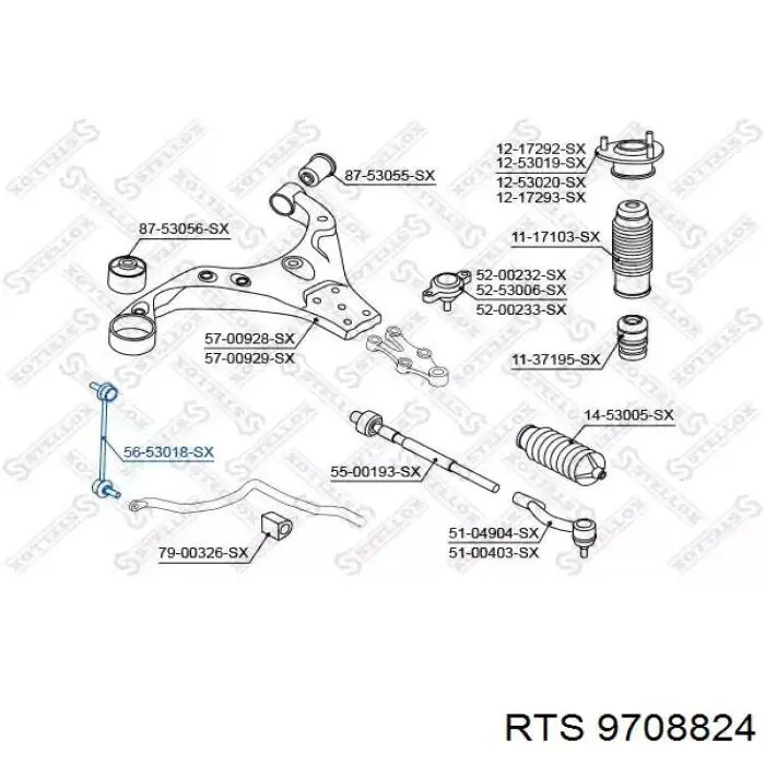 Bieleta estabilizadora delantera RTS 9708824 precio, desde 24,29 EUR
