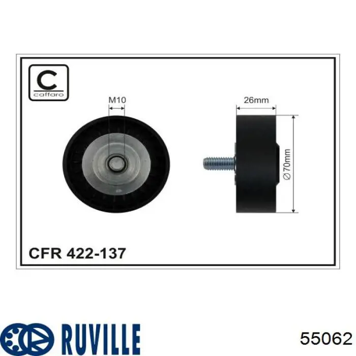 55062 Ruville polea inversión / guía, correa poli v