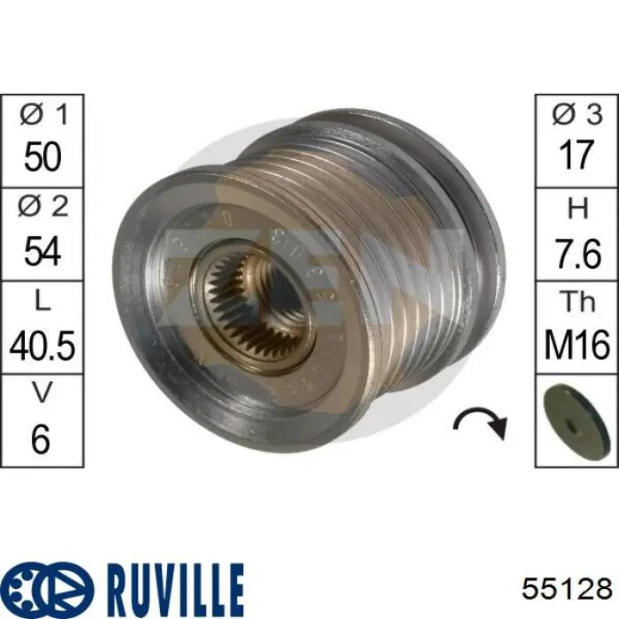 55128 Ruville Rueda libre alternador 