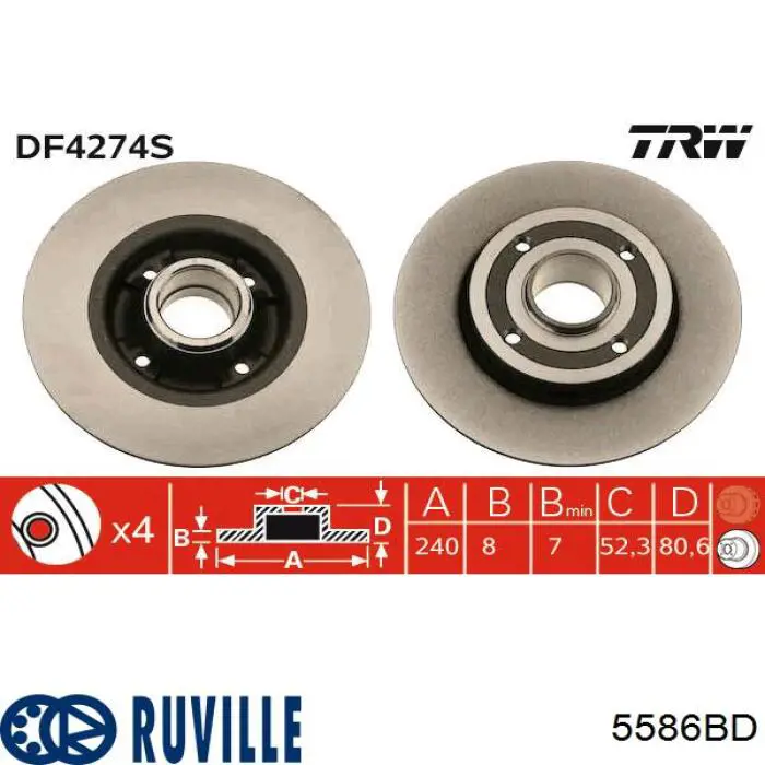 Disco de freno trasero Alfa Romeo 33 905