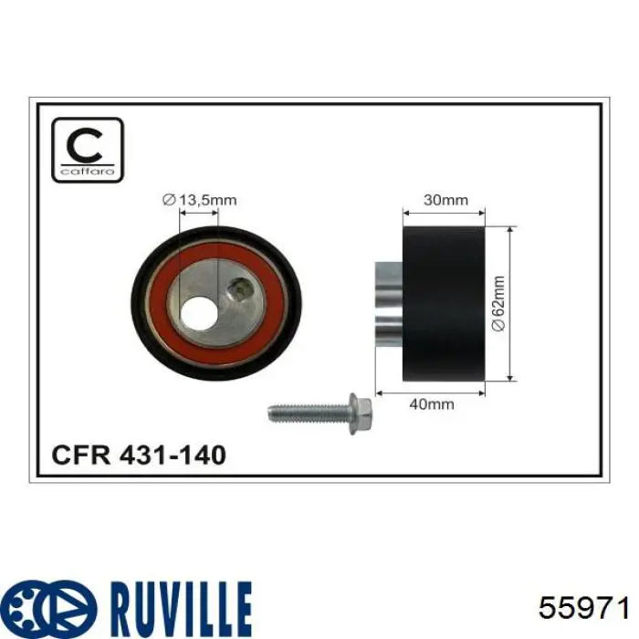 55971 Ruville rodillo, correa trapecial poli v