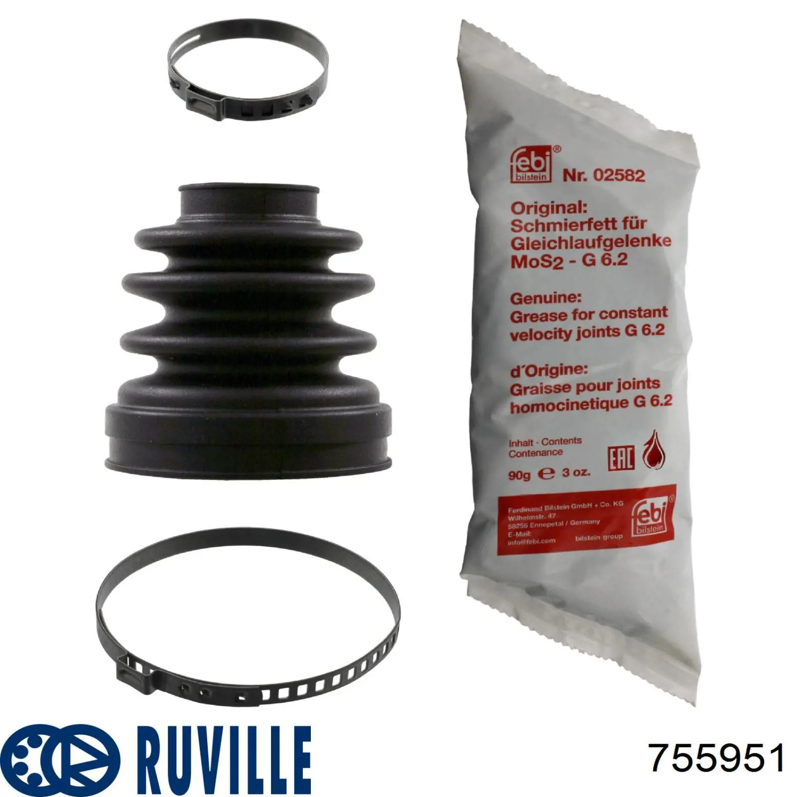 755951 Ruville fuelle, árbol de transmisión delantero interior