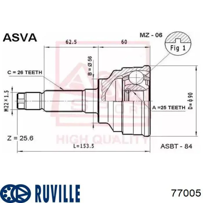 77005 Ruville junta homocinética exterior delantera