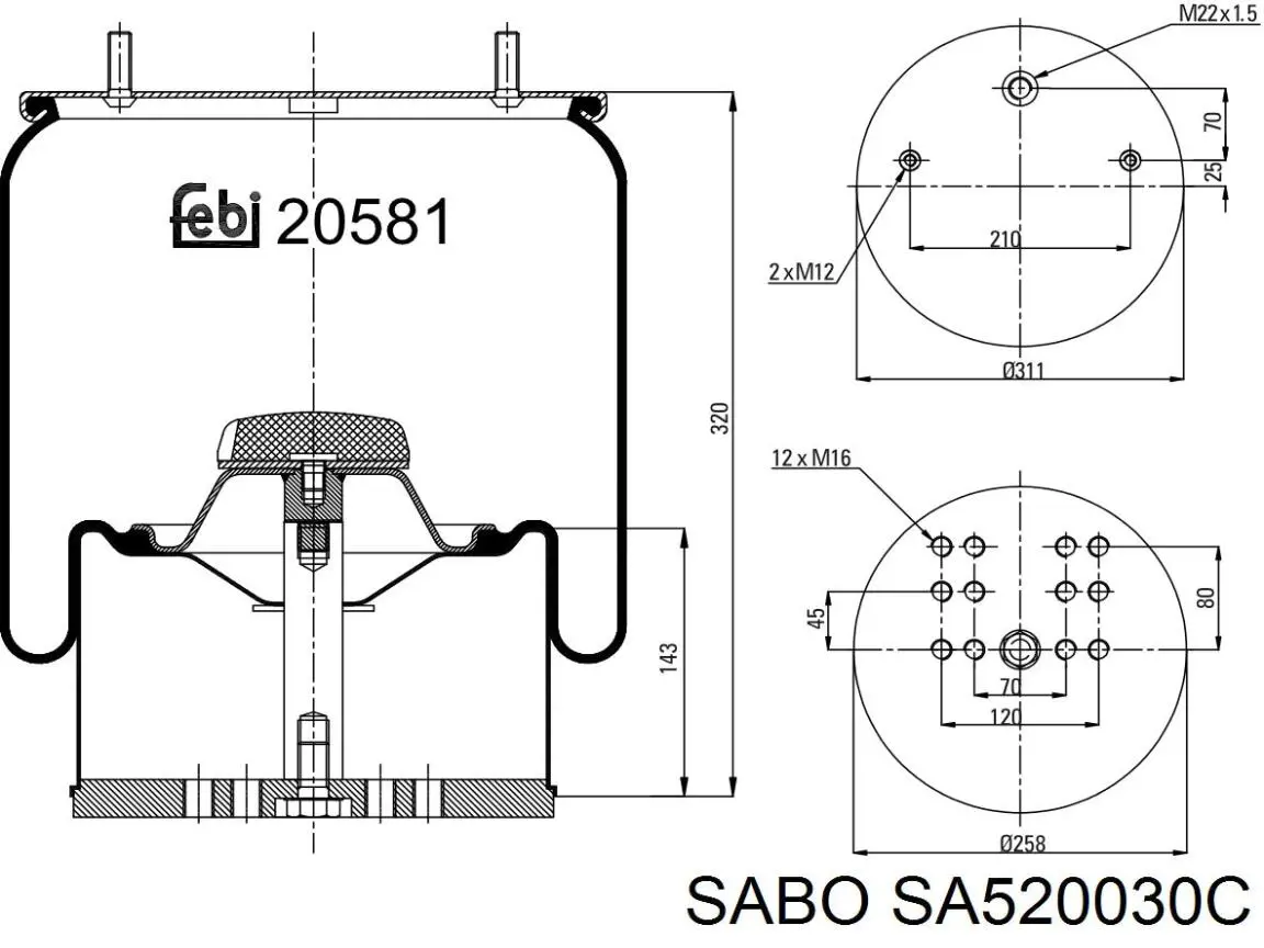 SA520030C Sabo muelle neumático, suspensión