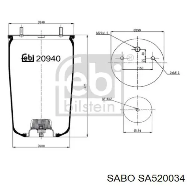 SA520034 Sabo muelle neumático, suspensión