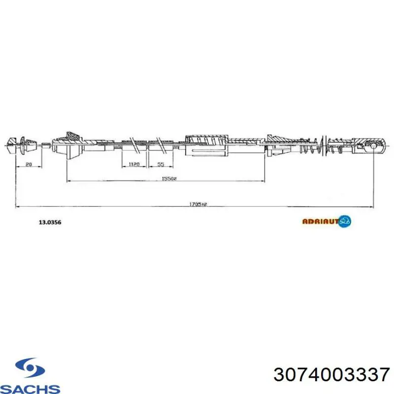 Cable embrague Sachs 3074003337