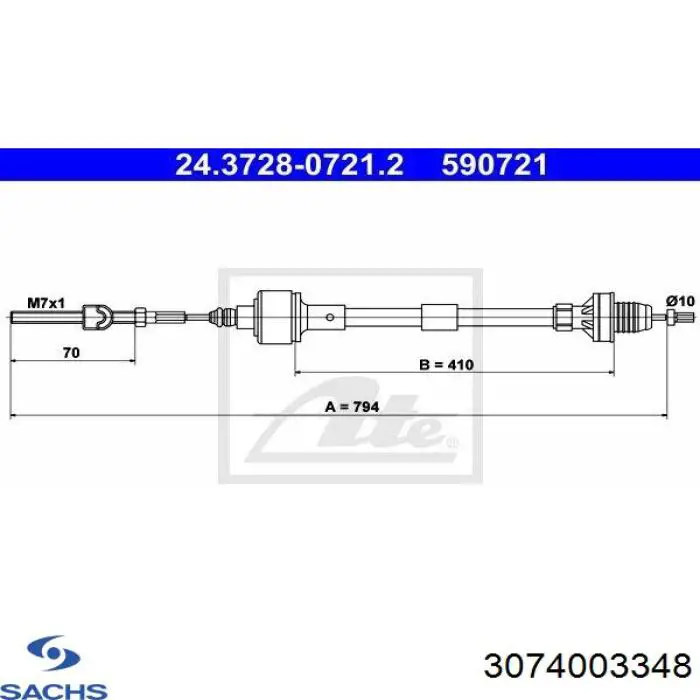 Cable de embrague 401011 Beca Cables