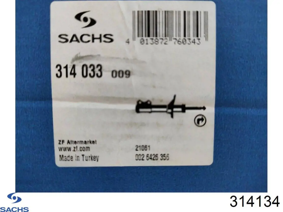 Amortiguador delantero derecho 314134 Sachs