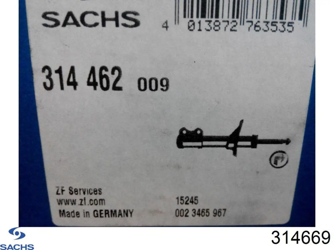 Amortiguador delantero derecho 314669 Sachs