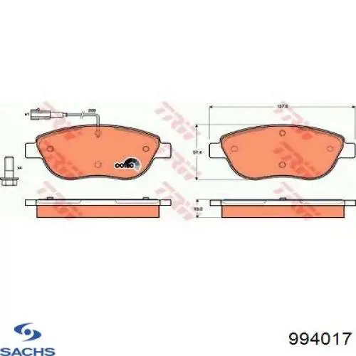 994 017 Sachs muelle de suspensión eje trasero