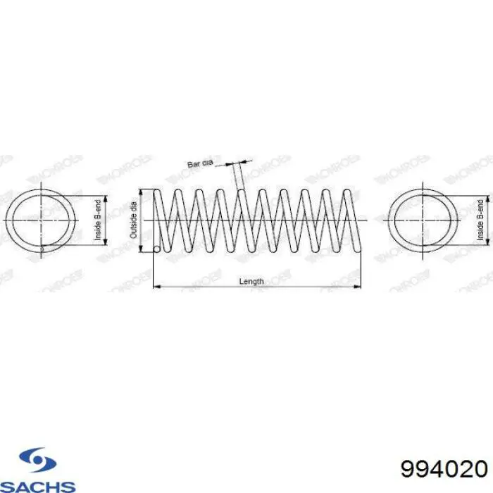 Muelle de suspensión trasero Sachs 994020 precio, desde 22,87 EUR