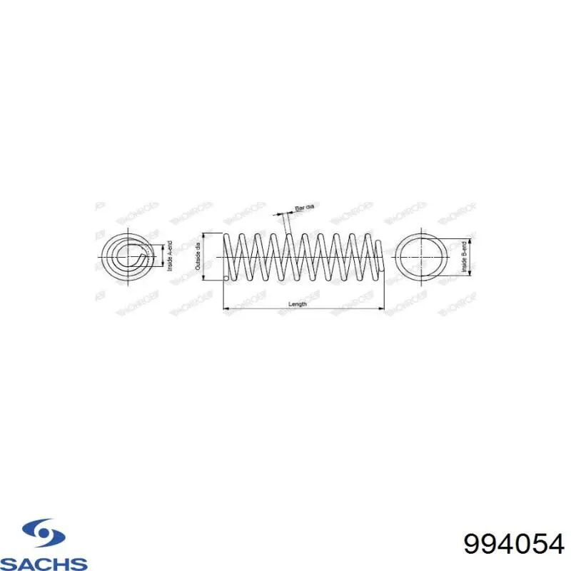 994 054 Sachs muelle de suspensión eje trasero