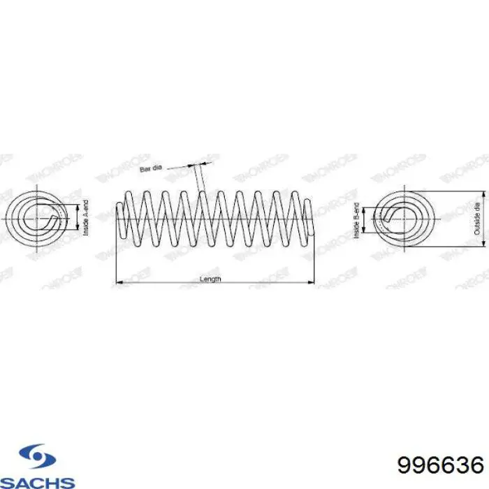 Muelle de suspensión trasero Sachs 996636 precio, desde 22,28 EUR