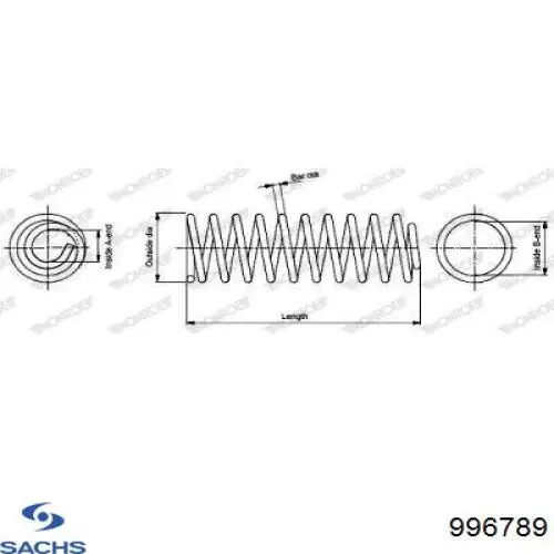 996789 Sachs muelle de suspensión eje trasero