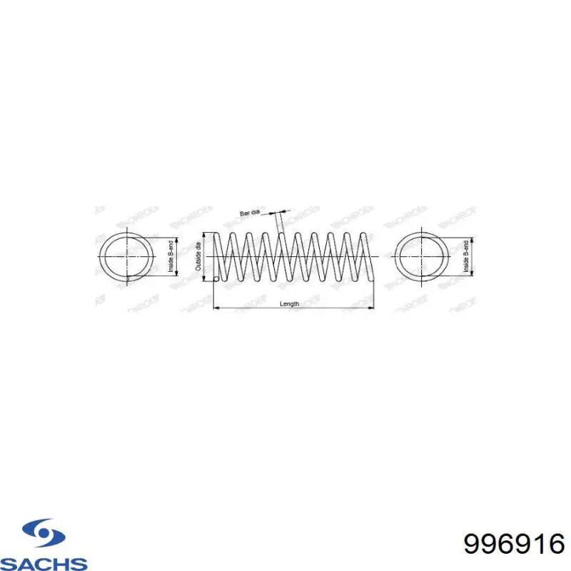 996 916 Sachs muelle de suspensión eje trasero