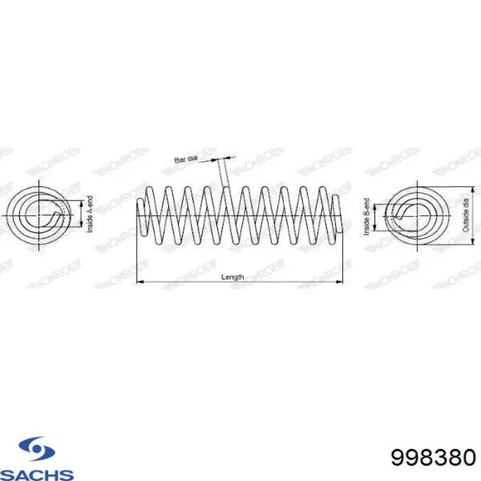 998 380 Sachs muelle de suspensión eje delantero