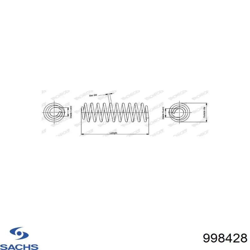 998 428 Sachs muelle de suspensión eje delantero