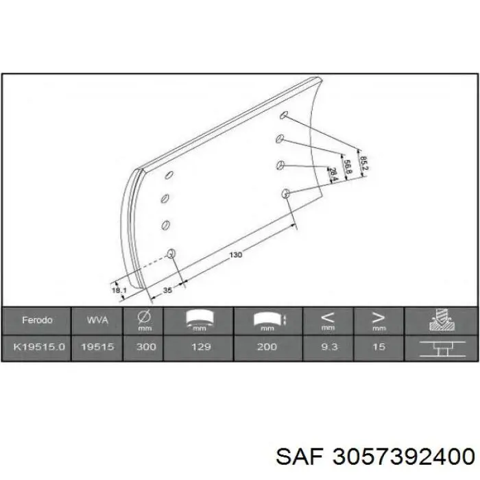 3057392400 SAF Forro de freno trasero (camión)