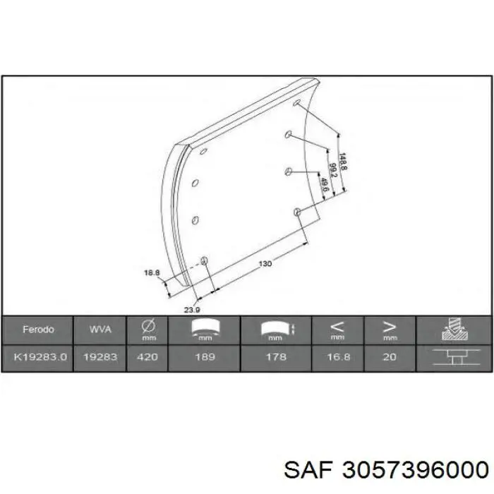 Forro de freno trasero (camión) SAF 3057396000 precio, desde 59,97 EUR